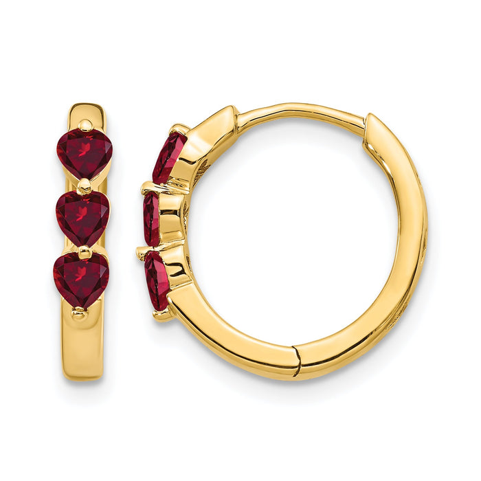 14k Created Ruby Polished Hinged Hoop Earrings-EM5606-CRU-Y
