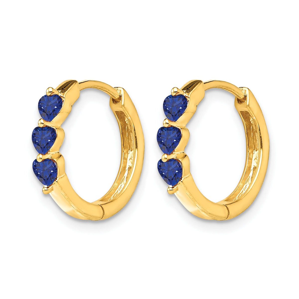 14k Created Sapphire Polished Hinged Hoop Earrings-EM5606-CSA-Y