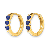 14k Created Sapphire Polished Hinged Hoop Earrings-EM5606-CSA-Y