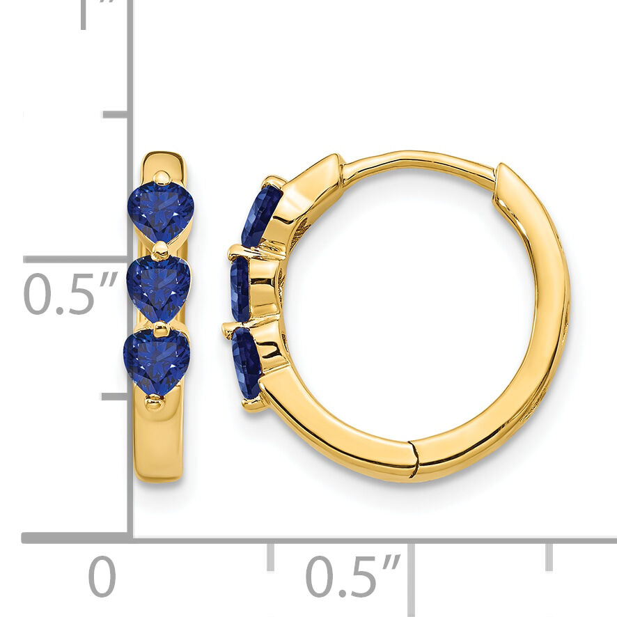 14k Created Sapphire Polished Hinged Hoop Earrings-EM5606-CSA-Y