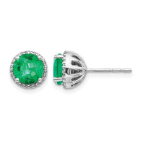 14k White Gold Diamond and Emerald Post Earrings-EM5608-EM-013-WA
