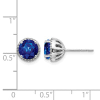 14k White Gold Diamond and Sapphire Post Earrings-EM5608-SA-013-WA