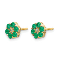 14k and Rhodium Emerald and Diamond Post Earrings-EM5609-EM-001-YA