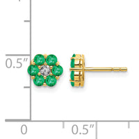 14k and Rhodium Emerald and Diamond Post Earrings-EM5609-EM-001-YA