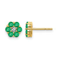14k and Rhodium Emerald and Diamond Post Earrings-EM5609-EM-001-YA