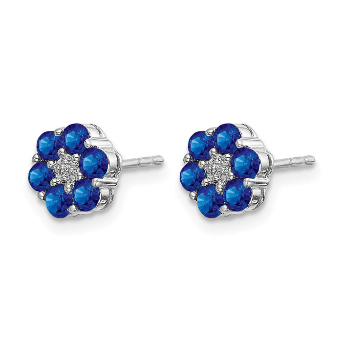 14k White Gold Polished Sapphire and Diamond Post Earrings-EM5609-SA-001-WA