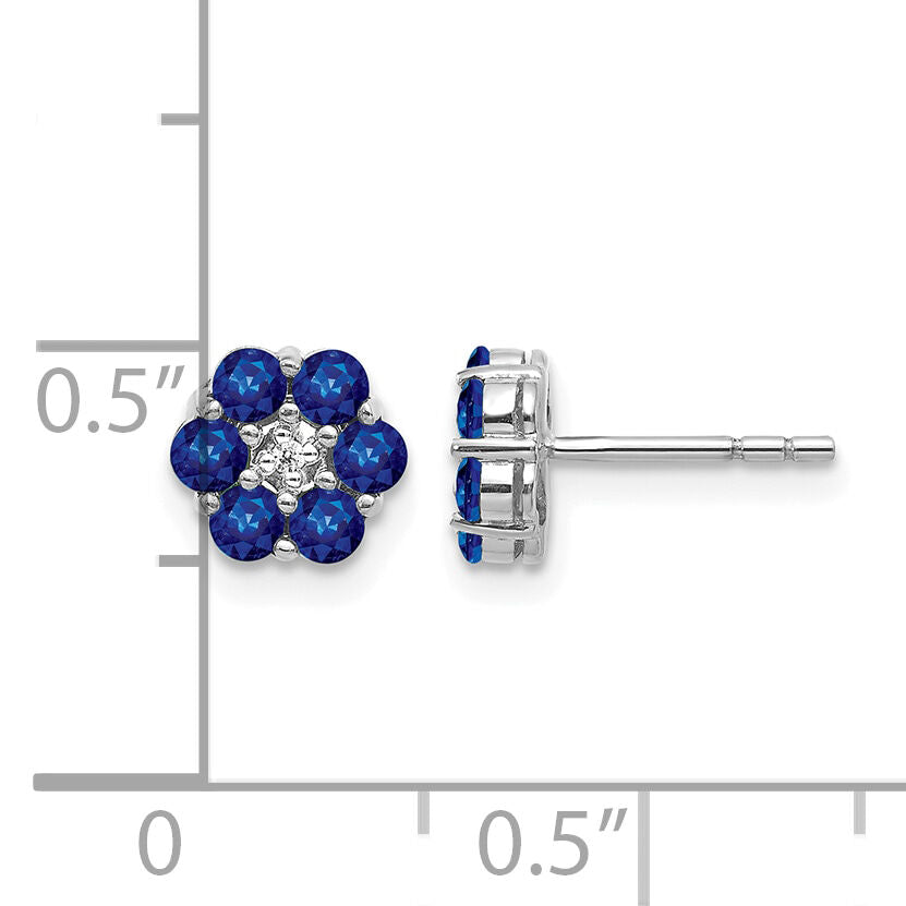 14k White Gold Polished Sapphire and Diamond Post Earrings-EM5609-SA-001-WA