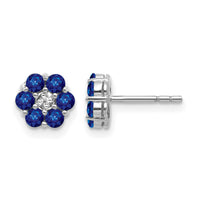 14k White Gold Polished Sapphire and Diamond Post Earrings-EM5609-SA-001-WA