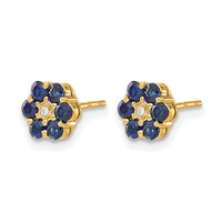 14k and Rhodium Sapphire and Diamond Post Earrings-EM5609-SA-001-YA