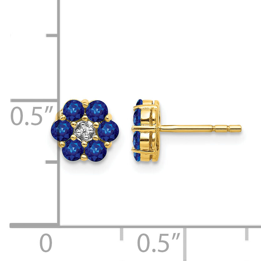 14k and Rhodium Sapphire and Diamond Post Earrings-EM5609-SA-001-YA