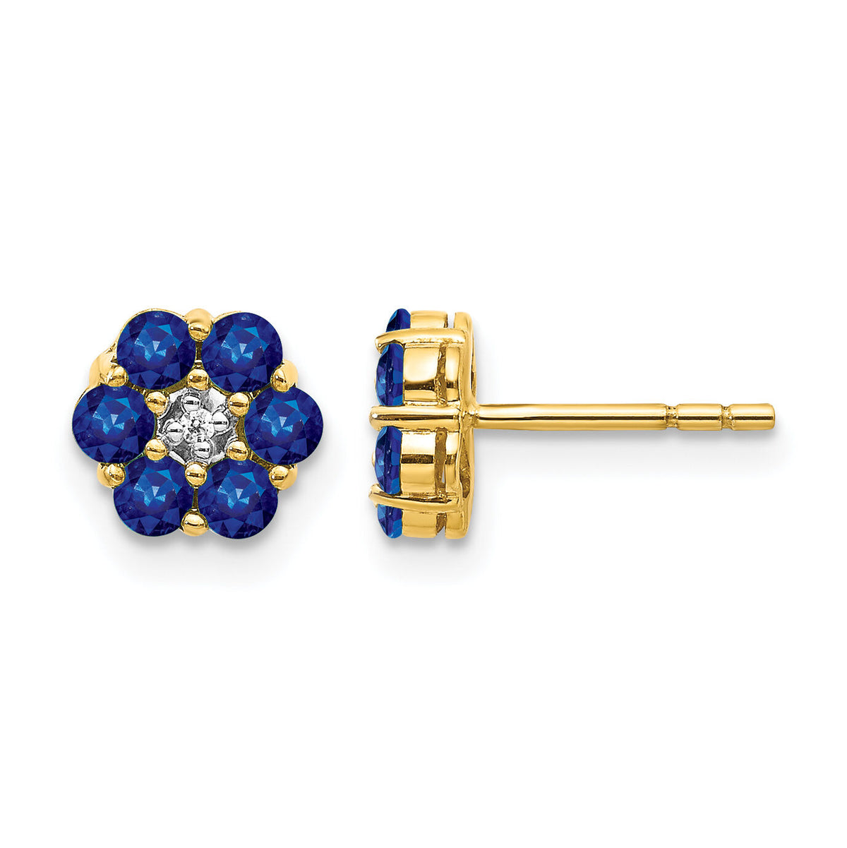 14k and Rhodium Sapphire and Diamond Post Earrings-EM5609-SA-001-YA