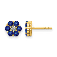 14k and Rhodium Sapphire and Diamond Post Earrings-EM5609-SA-001-YA