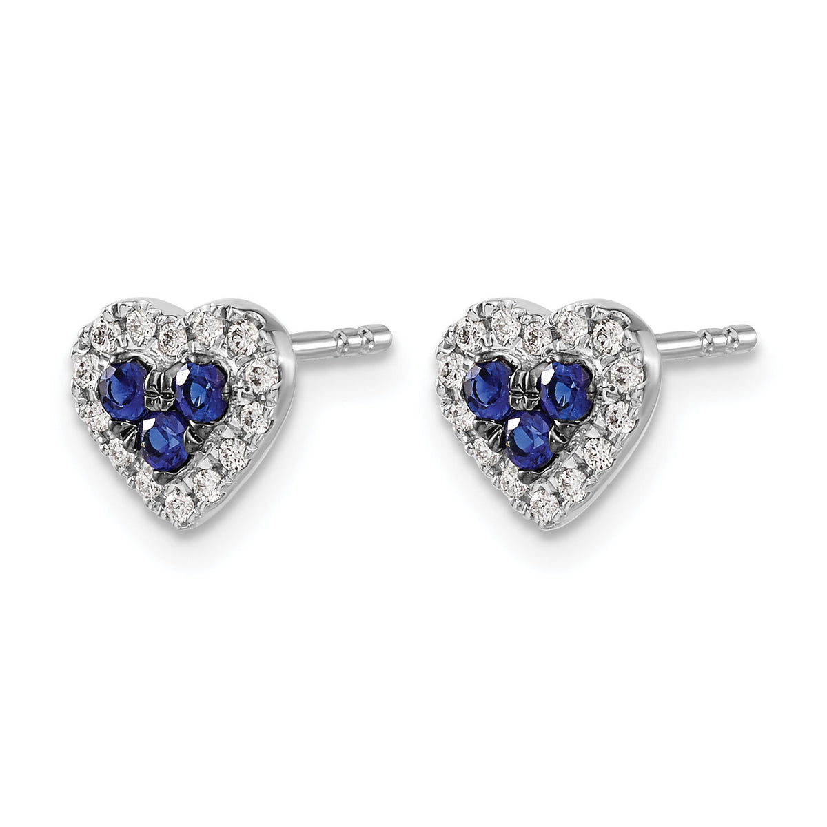14k White Gold Diamond and Sapphire Heart Post Earrings-EM5610-SA-013-WA