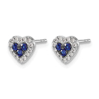 14k White Gold Diamond and Sapphire Heart Post Earrings-EM5610-SA-013-WA