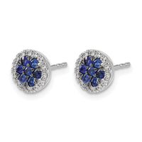14k White Gold Diamond and Sapphire Circle Post Earrings-EM5612-SA-050-WA