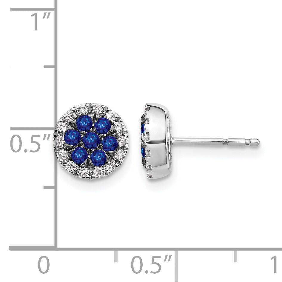 14k White Gold Diamond and Sapphire Circle Post Earrings-EM5612-SA-050-WA