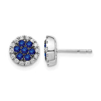 14k White Gold Diamond and Sapphire Circle Post Earrings-EM5612-SA-050-WA