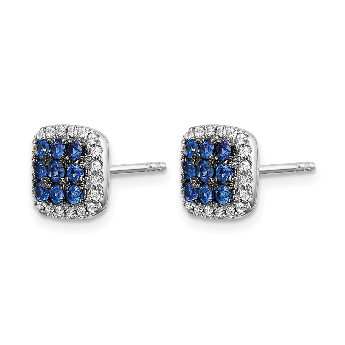 14k White Gold Diamond and Sapphire Post Earrings-EM5613-SA-020-WA