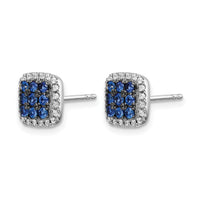14k White Gold Diamond and Sapphire Post Earrings-EM5613-SA-020-WA