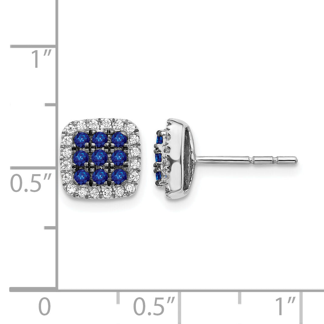 14k White Gold Diamond and Sapphire Post Earrings-EM5613-SA-020-WA
