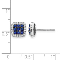 14k White Gold Diamond and Sapphire Post Earrings-EM5613-SA-020-WA