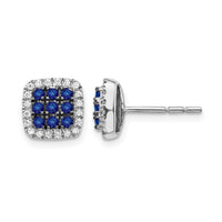 14k White Gold Diamond and Sapphire Post Earrings-EM5613-SA-020-WA