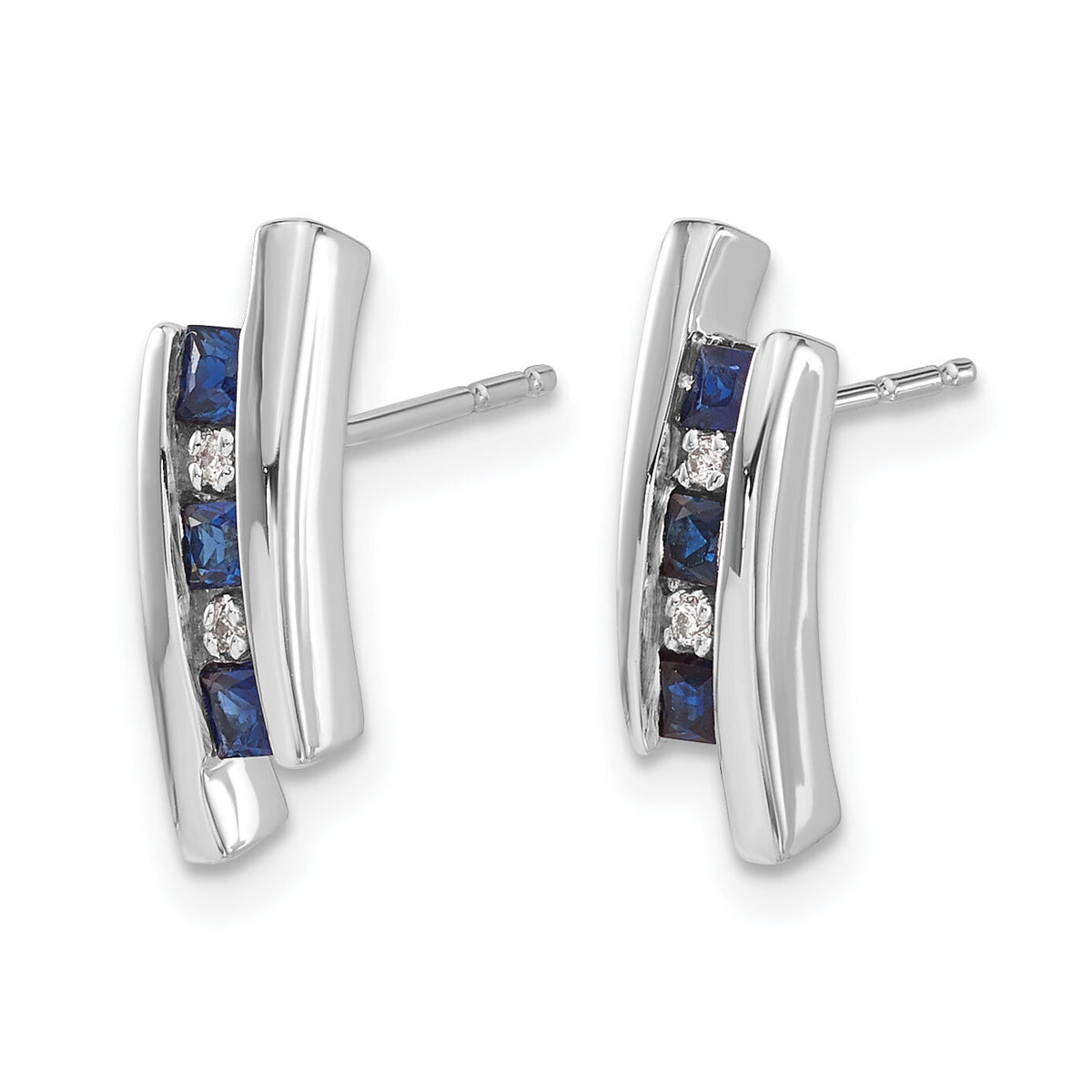 14k White Gold Diamond and Sapphire Earrings-EM5614-SA-002-WA