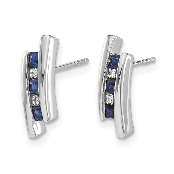 14k White Gold Diamond and Sapphire Earrings-EM5614-SA-002-WA