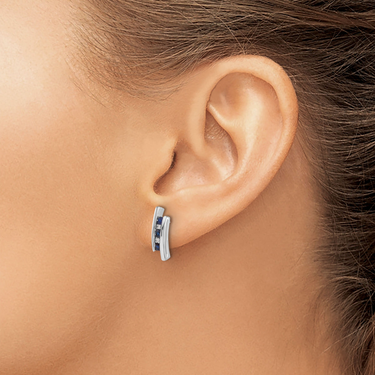 14k White Gold Diamond and Sapphire Earrings-EM5614-SA-002-WA
