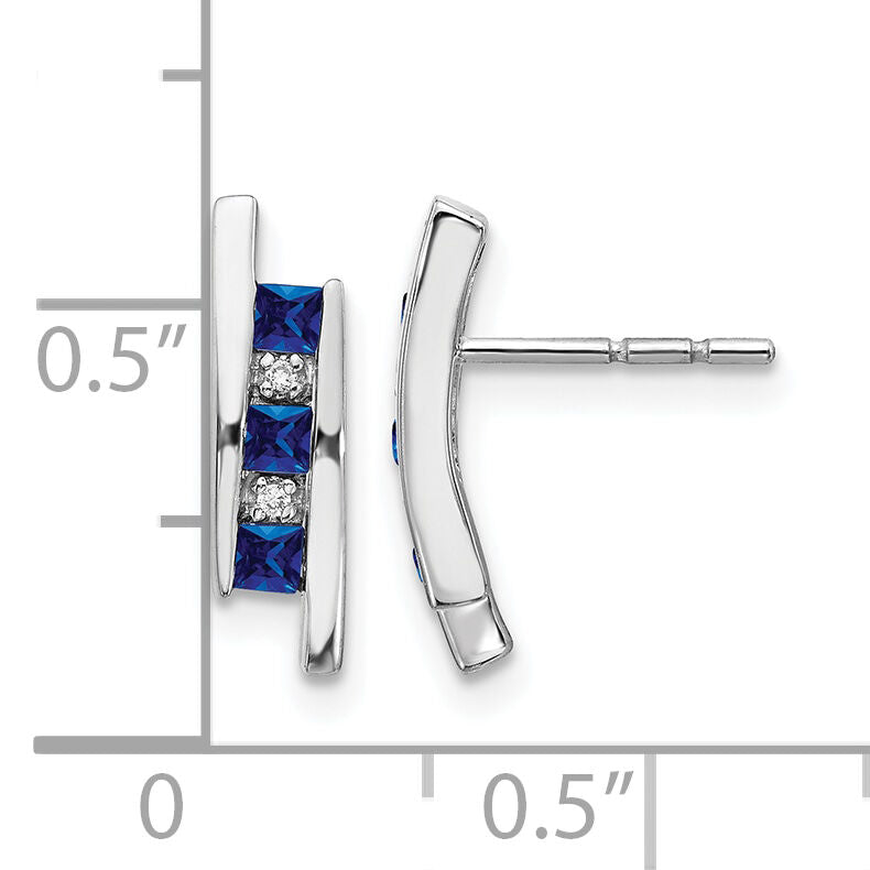 14k White Gold Diamond and Sapphire Earrings-EM5614-SA-002-WA
