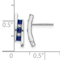 14k White Gold Diamond and Sapphire Earrings-EM5614-SA-002-WA