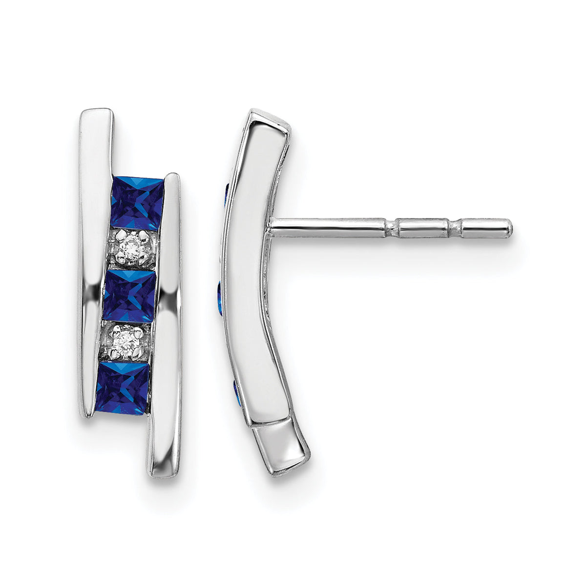 14k White Gold Diamond and Sapphire Earrings-EM5614-SA-002-WA