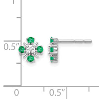 14k White Gold Emerald and Diamond Post Earrings-EM5616-EM-001-WA