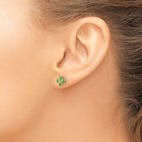 14k Gold Emerald and Diamond Post Earrings-EM5616-EM-001-YA