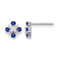 14k White Gold Blue Sapphire and Diamond Post Earrings-EM5616-SA-001-WA