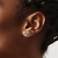 14k Gold Blue Sapphire and Diamond Post Earrings-EM5616-SA-001-YA