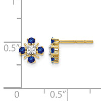14k Gold Blue Sapphire and Diamond Post Earrings-EM5616-SA-001-YA