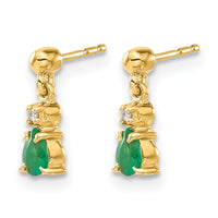 14k Gold Emerald and Diamond Dangle Earrings-EM5617-EM-001-YA