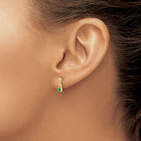 14k Gold Emerald and Diamond Dangle Earrings-EM5617-EM-001-YA