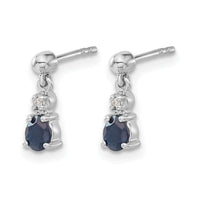 14k White Gold Blue Sapphire and Diamond Dangle Post Earrings-EM5617-SA-001-WA