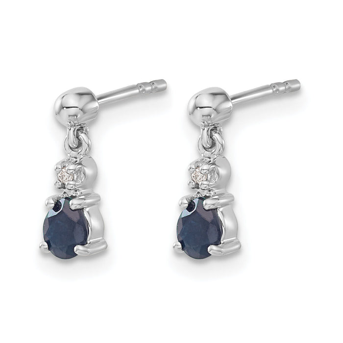 14k White Gold Blue Sapphire and Diamond Dangle Post Earrings-EM5617-SA-001-WA