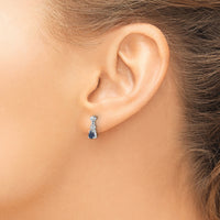 14k White Gold Blue Sapphire and Diamond Dangle Post Earrings-EM5617-SA-001-WA