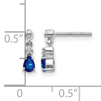14k White Gold Blue Sapphire and Diamond Dangle Post Earrings-EM5617-SA-001-WA