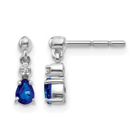 14k White Gold Blue Sapphire and Diamond Dangle Post Earrings-EM5617-SA-001-WA