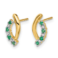 14k Diamond and Emerald Post Earrings-EM5618-EM-002-YA