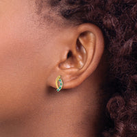 14k Diamond and Emerald Post Earrings-EM5618-EM-002-YA