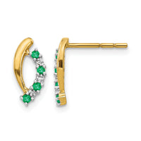 14k Diamond and Emerald Post Earrings-EM5618-EM-002-YA