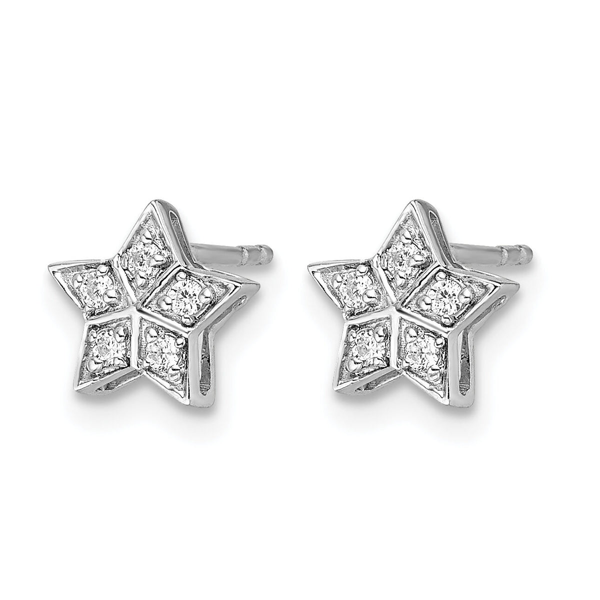 14k White Gold Diamond Star Post Earrings-EM6608-010-WA