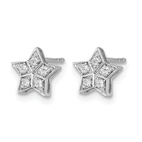 14k White Gold Diamond Star Post Earrings-EM6608-010-WA