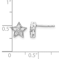 14k White Gold Diamond Star Post Earrings-EM6608-010-WA